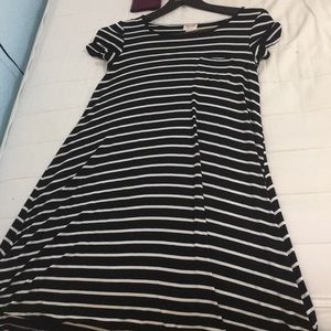 Black and white striped T-shirt dress